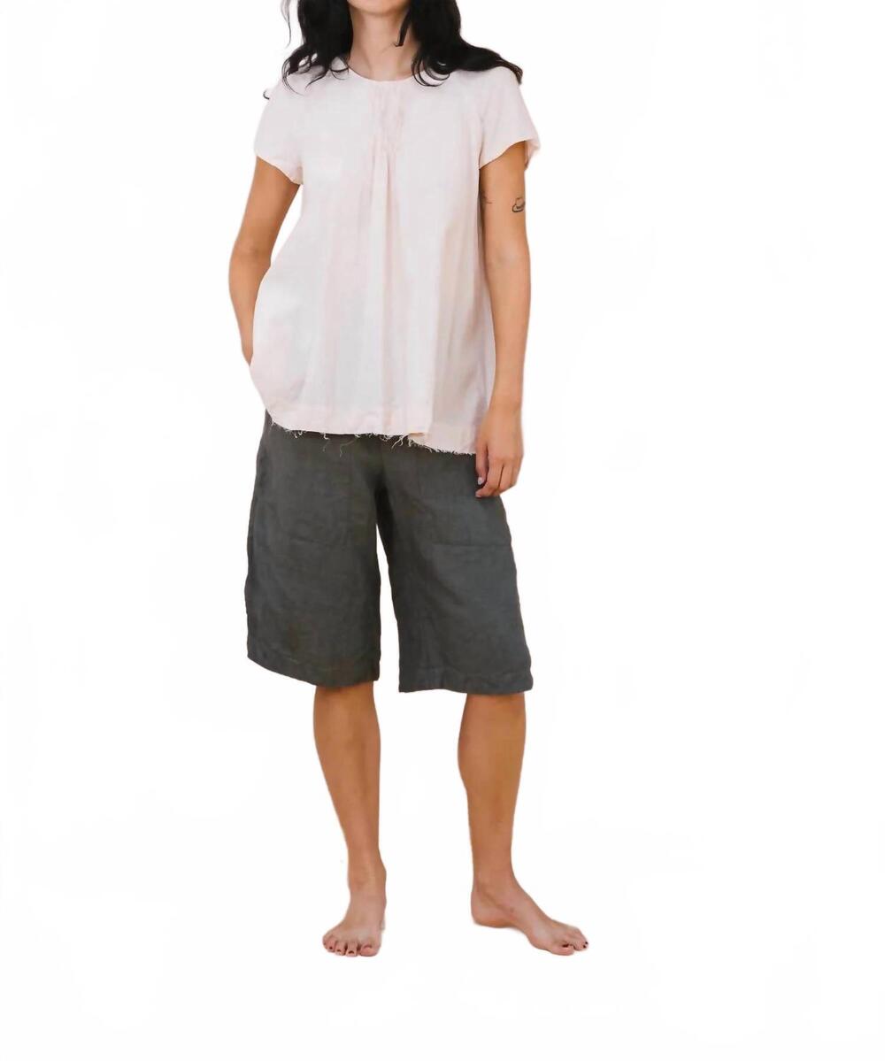 NEW SULA smock a-line short raglan sleeves top in silver peony